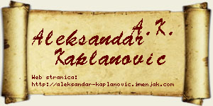 Aleksandar Kaplanović vizit kartica
